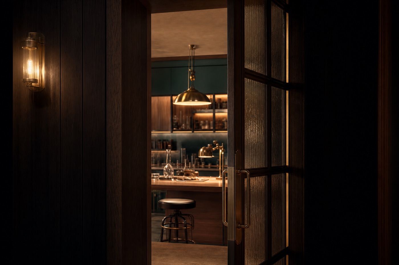 Warm light through the lab doorway